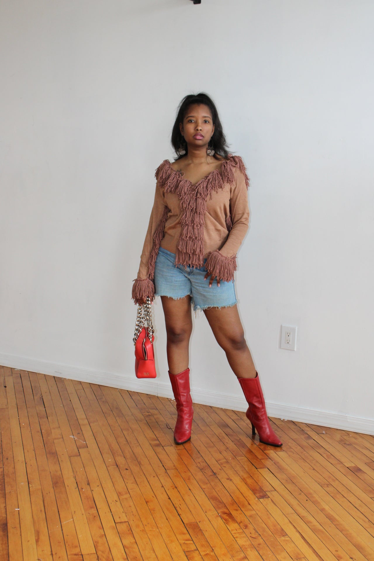 Cam Fringed Sweater- Mocha Brown