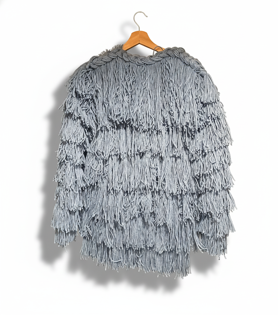 Seafoam Blue Half Full Fringe Sweater