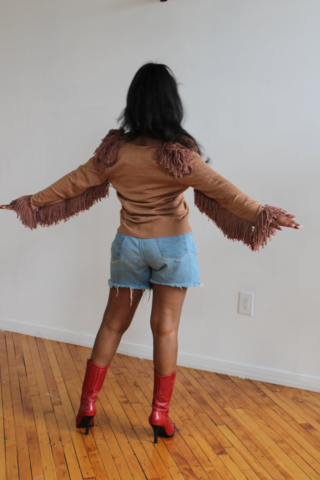 Cam Fringed Sweater- Mocha Brown