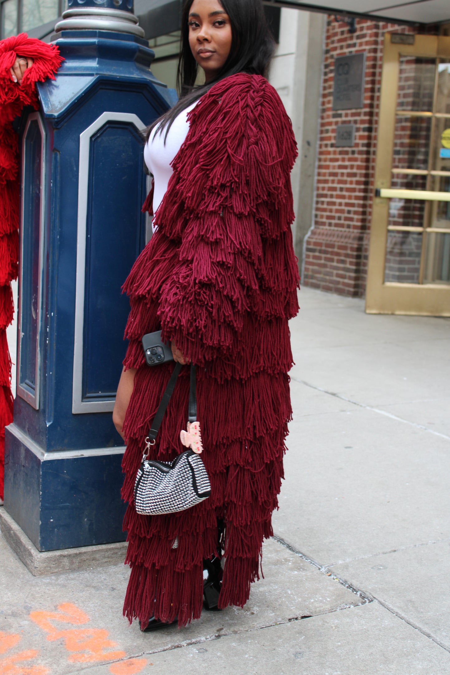 Wine Full Fringed Fringed Sweater (Pre-Order ONLY)