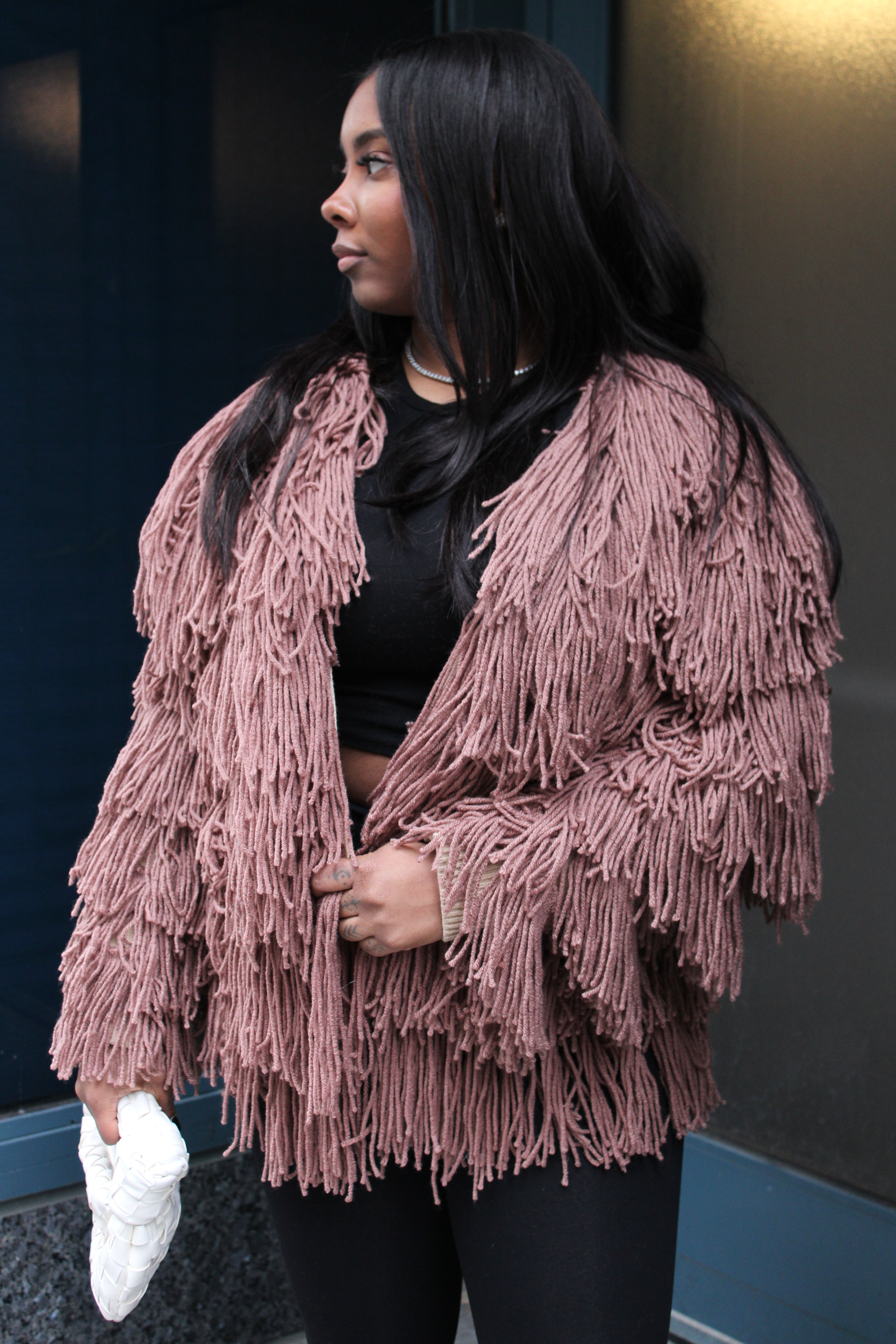 Nude Half Full Fringe Sweater