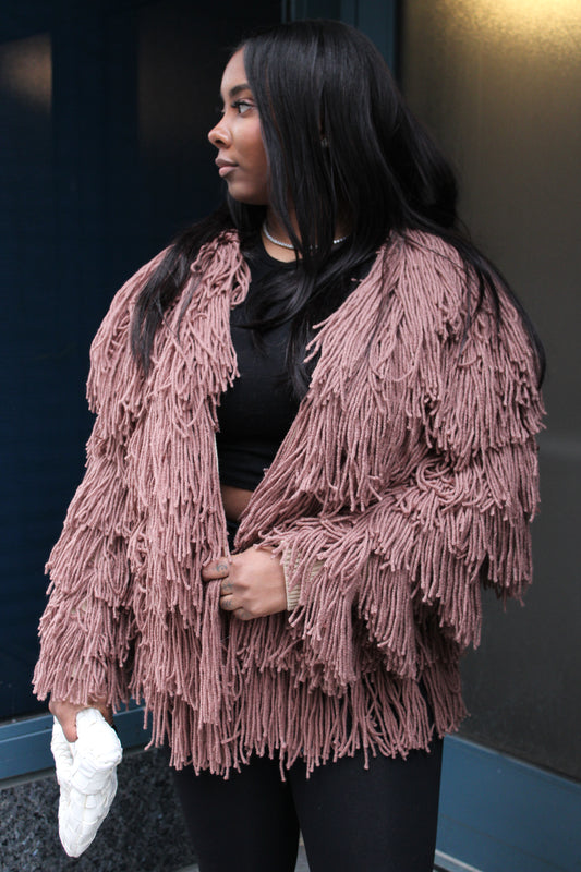 Nude Half Full Fringe Sweater
