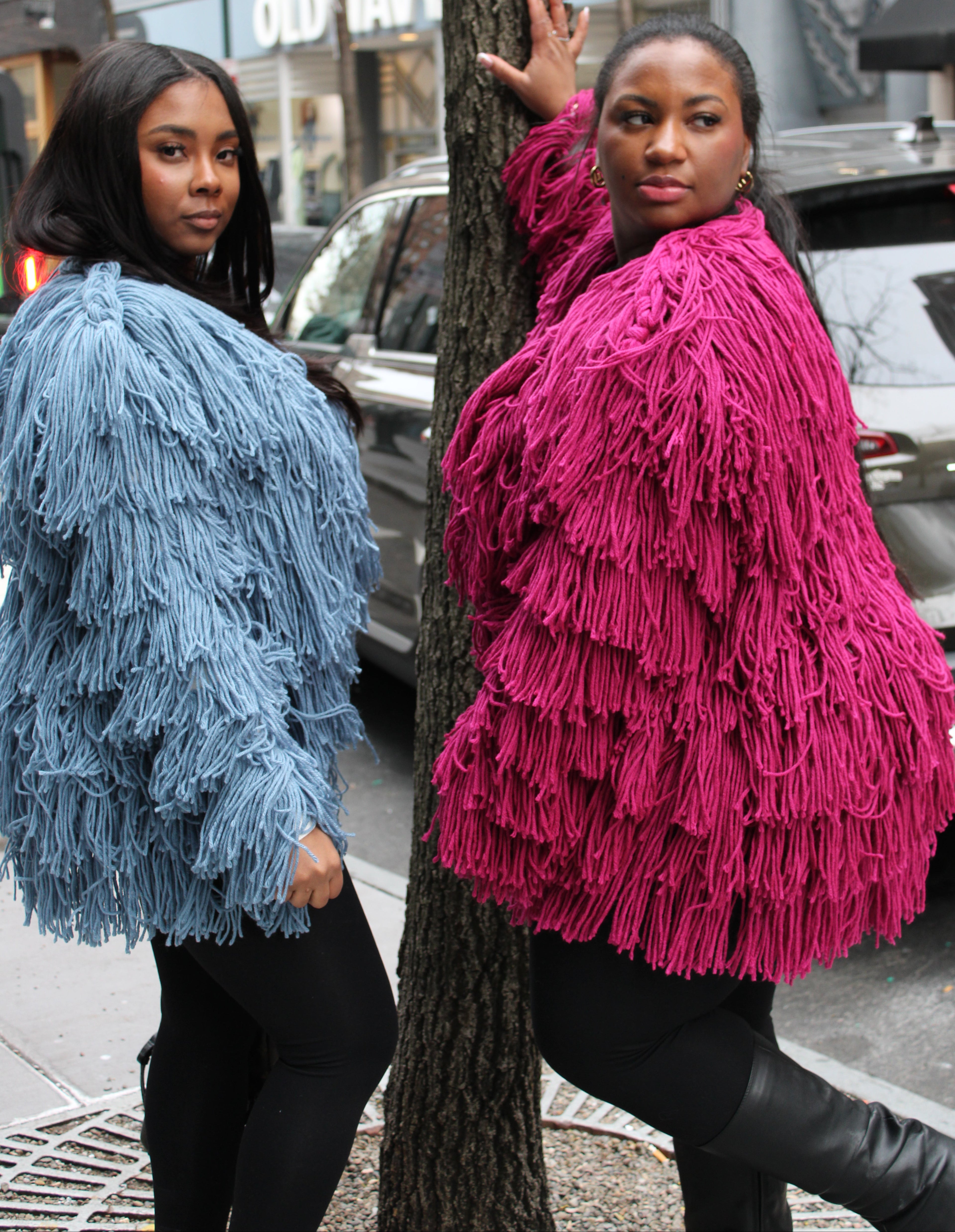 Plum Half Full Fringe Sweater