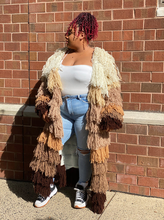 Hues of Nude Full Fringe Sweater